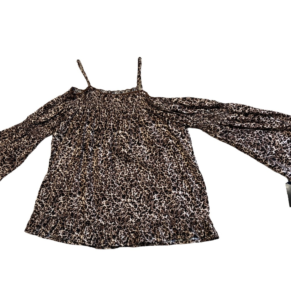 NWT Art Class Leopard Print Off-Shoulder Girl’s Top 10/12
